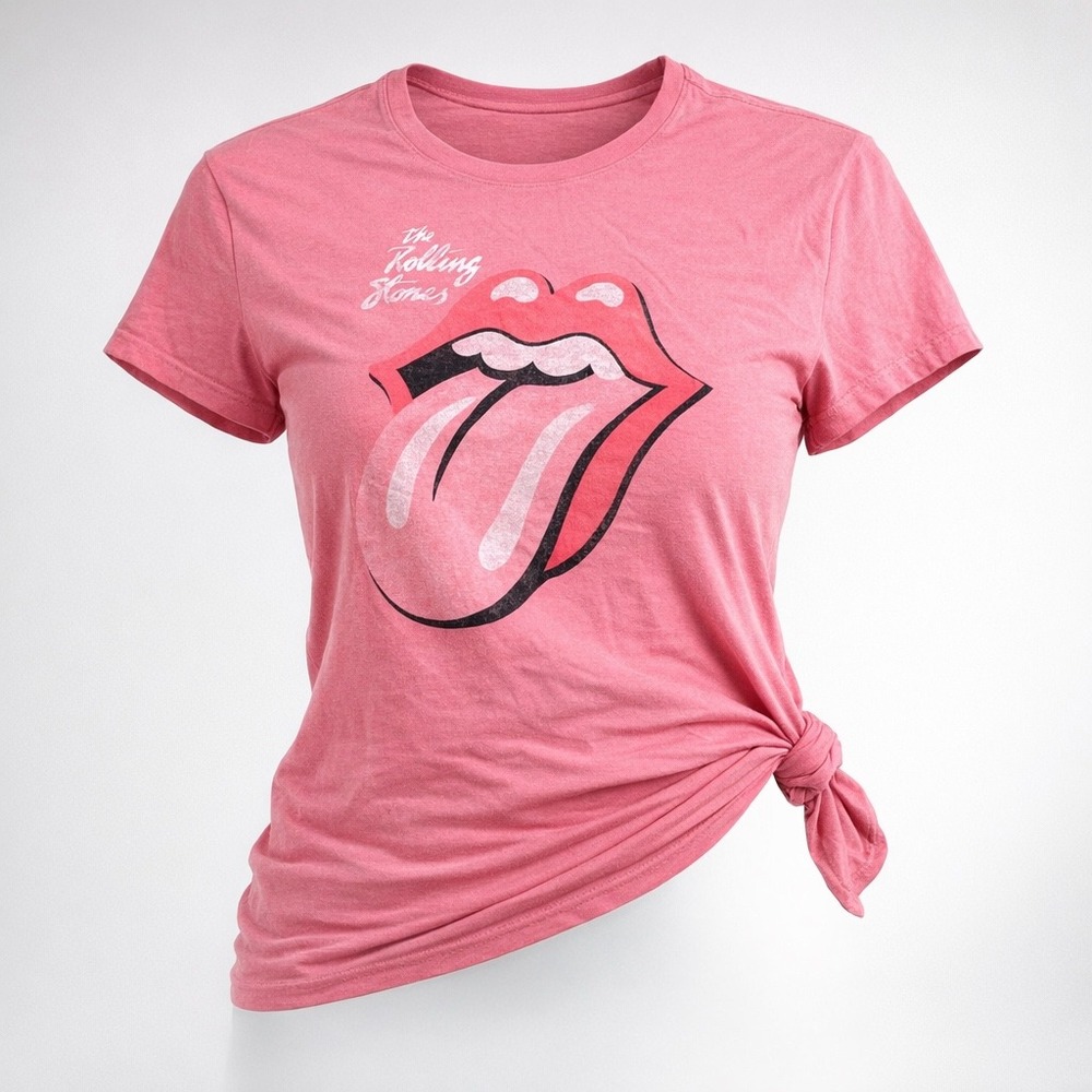Rolling Stones Pink Graphic Tee womens XL 16-18 concert band streetwear logo